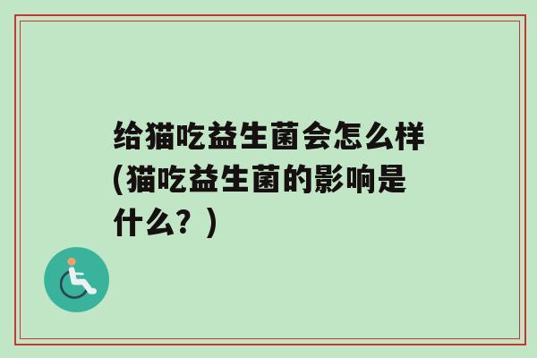 给猫吃益生菌会怎么样(猫吃益生菌的影响是什么？)