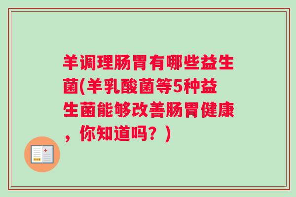 羊调理肠胃有哪些益生菌(羊乳酸菌等5种益生菌能够改善肠胃健康，你知道吗？)