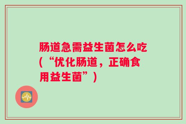 肠道急需益生菌怎么吃(“优化肠道，正确食用益生菌”)
