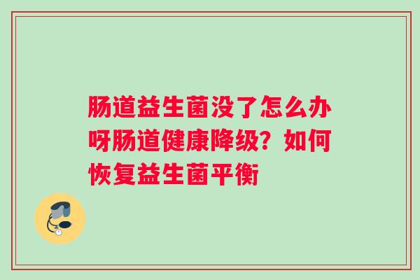 肠道益生菌没了怎么办呀肠道健康降级？如何恢复益生菌平衡