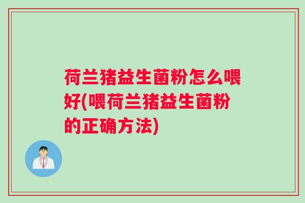 荷兰猪益生菌粉怎么喂好(喂荷兰猪益生菌粉的正确方法)