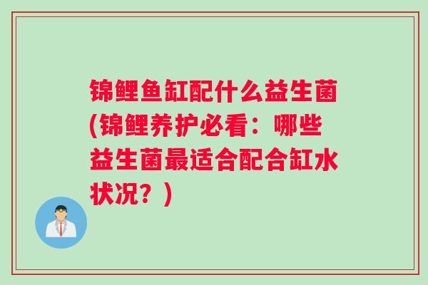 锦鲤鱼缸配什么益生菌(锦鲤养护必看：哪些益生菌最适合配合缸水状况？)