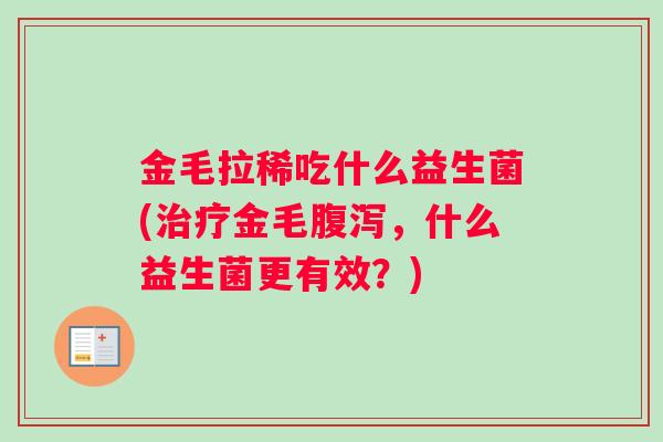 金毛拉稀吃什么益生菌(治疗金毛腹泻，什么益生菌更有效？)