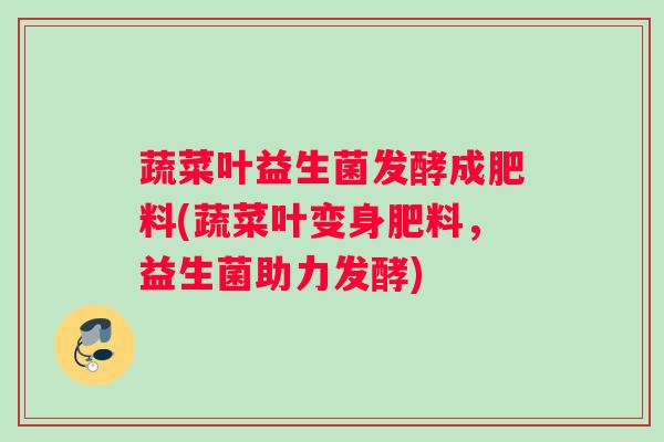 蔬菜叶益生菌发酵成肥料(蔬菜叶变身肥料，益生菌助力发酵)