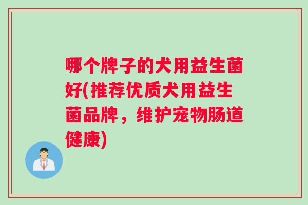 哪个牌子的犬用益生菌好(推荐优质犬用益生菌品牌，维护宠物肠道健康)