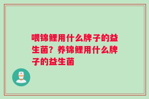 喂锦鲤用什么牌子的益生菌？养锦鲤用什么牌子的益生菌