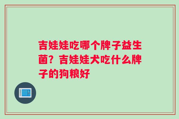 吉娃娃吃哪个牌子益生菌？吉娃娃犬吃什么牌子的狗粮好