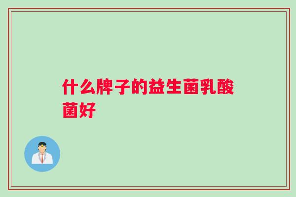 什么牌子的益生菌乳酸菌好