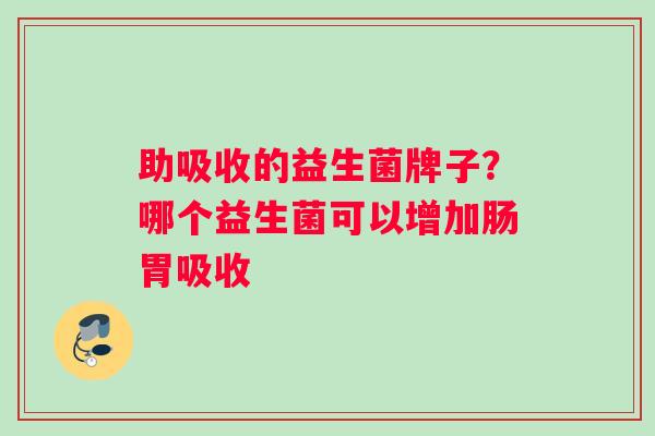 助吸收的益生菌牌子？哪个益生菌可以增加肠胃吸收