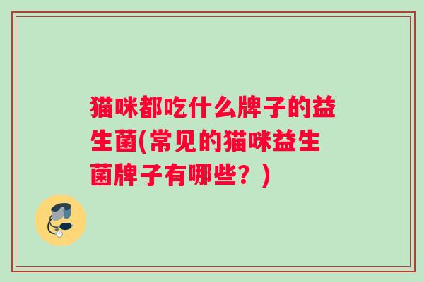 猫咪都吃什么牌子的益生菌(常见的猫咪益生菌牌子有哪些？)