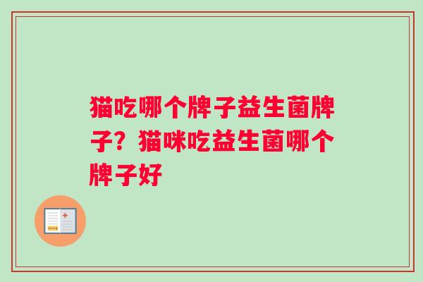 猫吃哪个牌子益生菌牌子？猫咪吃益生菌哪个牌子好