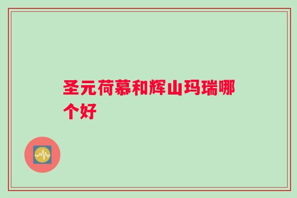 圣元荷慕和辉山玛瑞哪个好