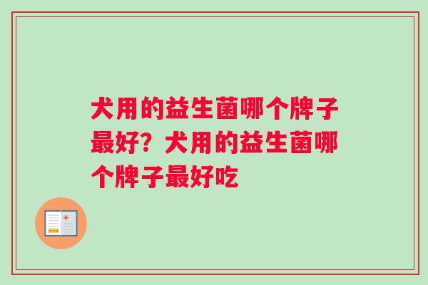 犬用的益生菌哪个牌子最好？犬用的益生菌哪个牌子最好吃