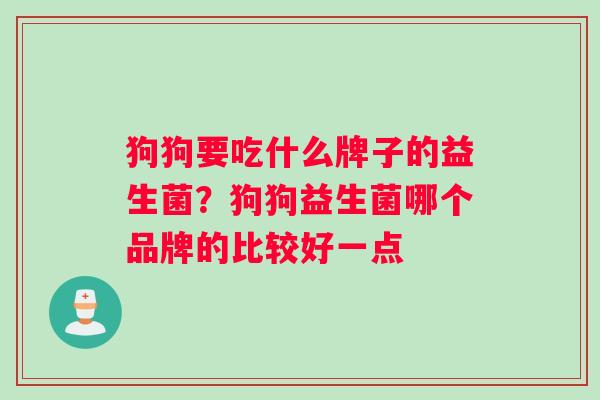 狗狗要吃什么牌子的益生菌？狗狗益生菌哪个品牌的比较好一点