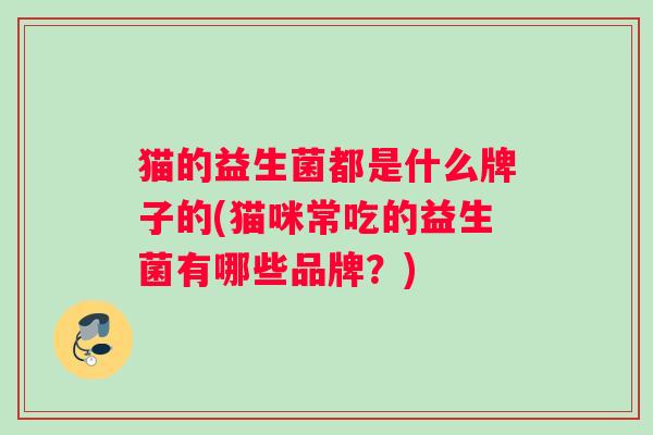 猫的益生菌都是什么牌子的(猫咪常吃的益生菌有哪些品牌？)