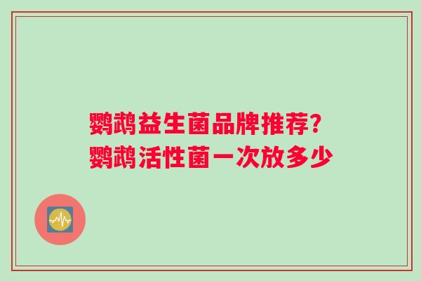 鹦鹉益生菌品牌推荐？鹦鹉活性菌一次放多少