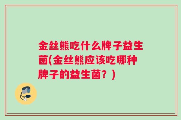金丝熊吃什么牌子益生菌(金丝熊应该吃哪种牌子的益生菌？)