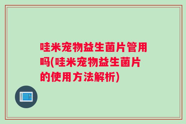 哇米宠物益生菌片管用吗(哇米宠物益生菌片的使用方法解析)