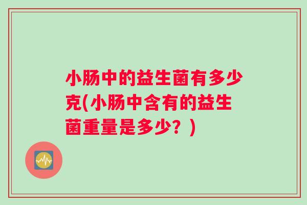 小肠中的益生菌有多少克(小肠中含有的益生菌重量是多少？)