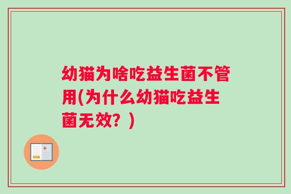 幼猫为啥吃益生菌不管用(为什么幼猫吃益生菌无效？)