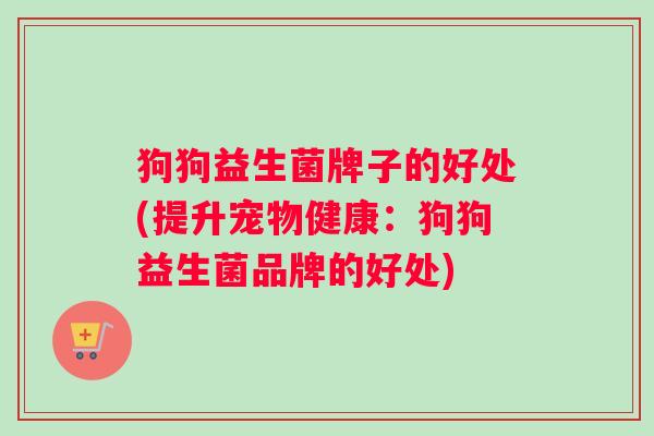 狗狗益生菌牌子的好处(提升宠物健康：狗狗益生菌品牌的好处)