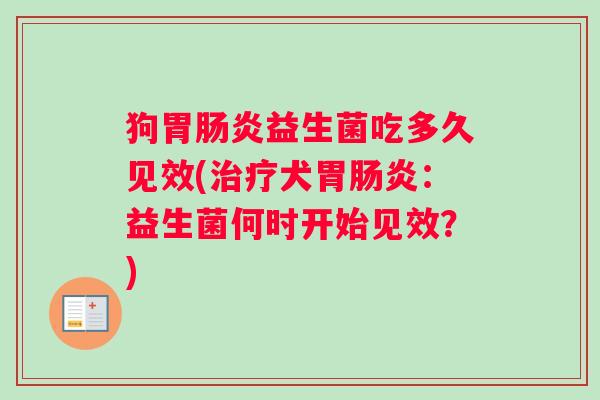 狗胃肠炎益生菌吃多久见效(治疗犬胃肠炎：益生菌何时开始见效？)