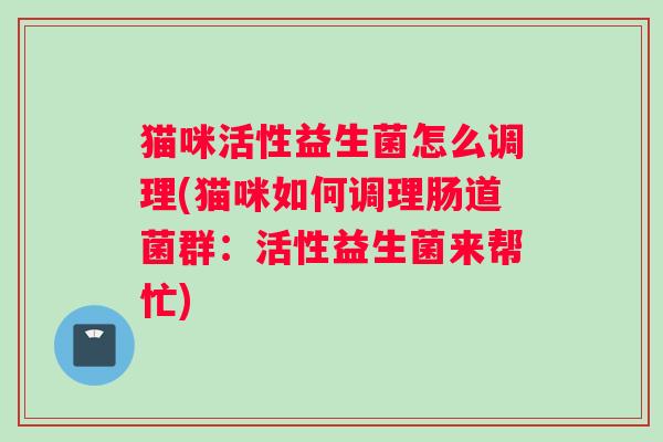 猫咪活性益生菌怎么调理(猫咪如何调理肠道菌群：活性益生菌来帮忙)