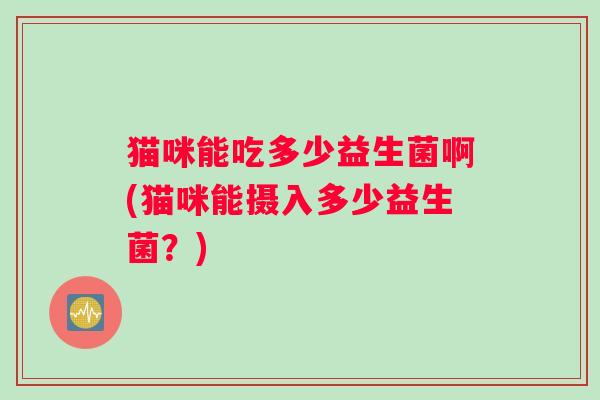 猫咪能吃多少益生菌啊(猫咪能摄入多少益生菌？)