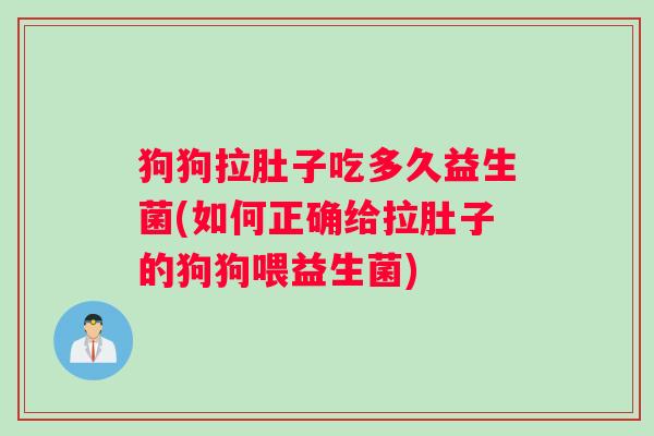 狗狗拉肚子吃多久益生菌(如何正确给拉肚子的狗狗喂益生菌)