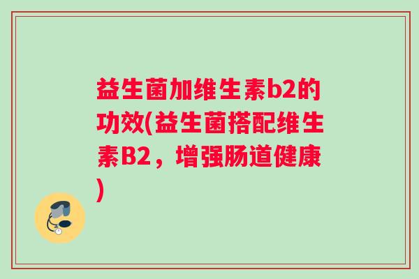 益生菌加维生素b2的功效(益生菌搭配维生素B2，增强肠道健康)