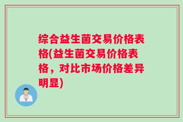 综合益生菌交易价格表格(益生菌交易价格表格，对比市场价格差异明显)