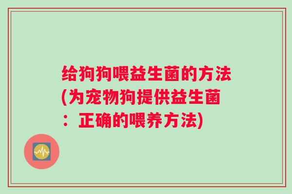 给狗狗喂益生菌的方法(为宠物狗提供益生菌：正确的喂养方法)