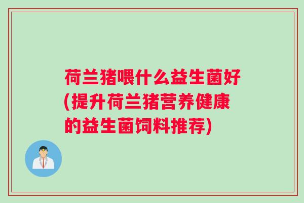 荷兰猪喂什么益生菌好(提升荷兰猪营养健康的益生菌饲料推荐)