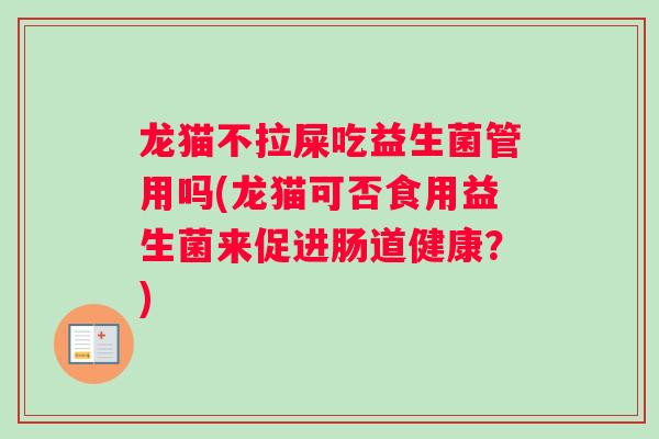 龙猫不拉屎吃益生菌管用吗(龙猫可否食用益生菌来促进肠道健康？)