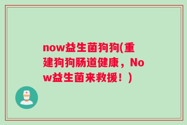 now益生菌狗狗(重建狗狗肠道健康，Now益生菌来救援！)