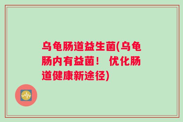 乌龟肠道益生菌(乌龟肠内有益菌！ 优化肠道健康新途径)