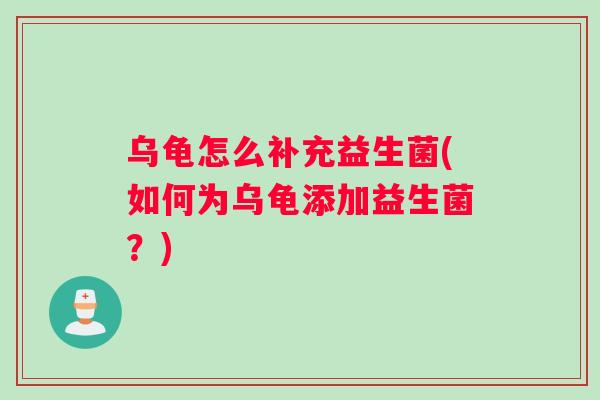 乌龟怎么补充益生菌(如何为乌龟添加益生菌？)