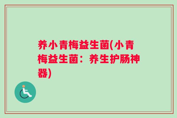 养小青梅益生菌(小青梅益生菌：养生护肠神器)