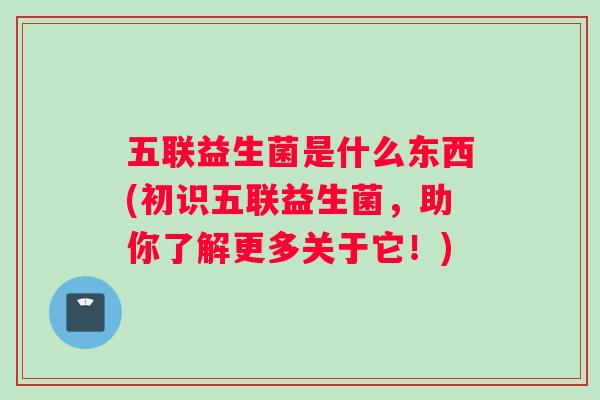五联益生菌是什么东西(初识五联益生菌，助你了解更多关于它！)