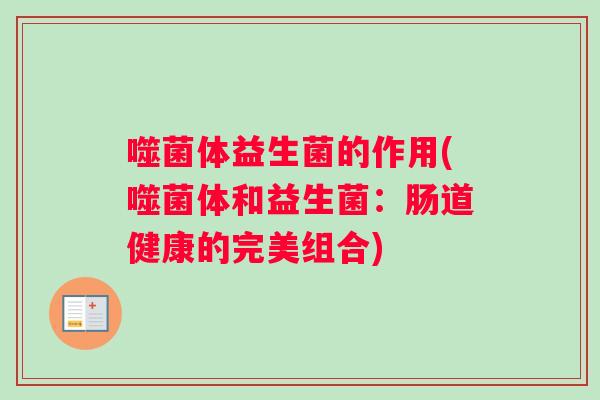 噬菌体益生菌的作用(噬菌体和益生菌：肠道健康的完美组合)