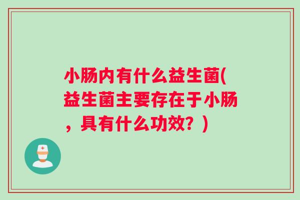 小肠内有什么益生菌(益生菌主要存在于小肠，具有什么功效？)