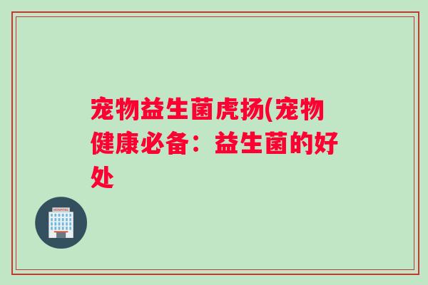 宠物益生菌虎扬(宠物健康必备：益生菌的好处
