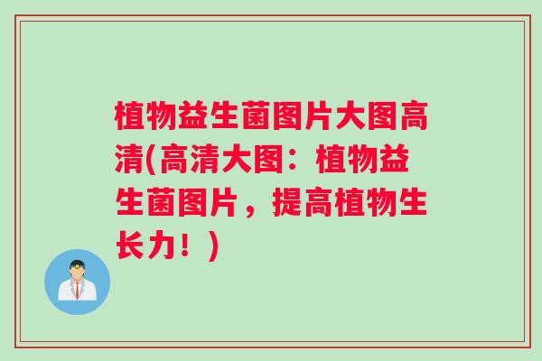 植物益生菌图片大图高清(高清大图：植物益生菌图片，提高植物生长力！)