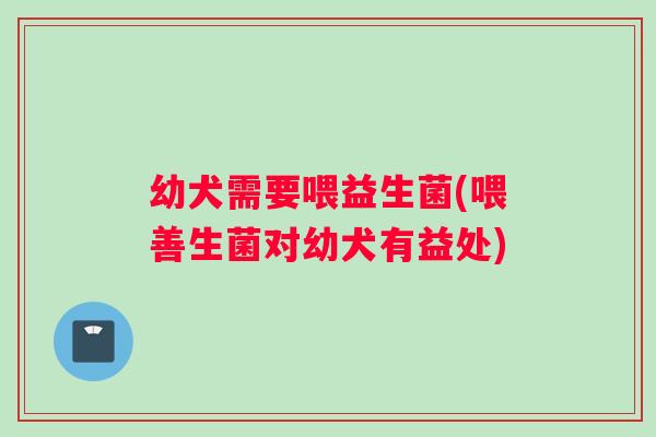 幼犬需要喂益生菌(喂善生菌对幼犬有益处)
