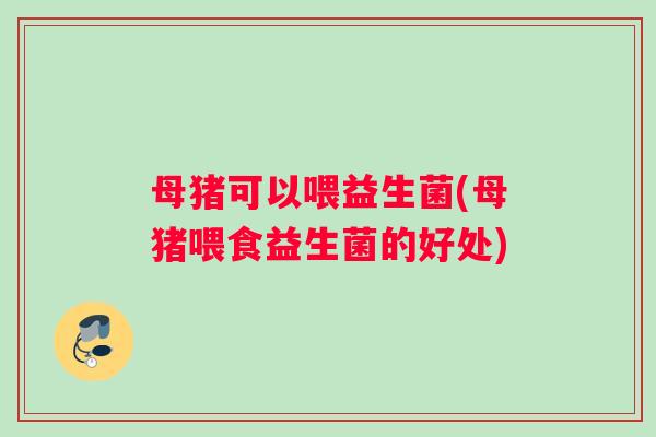 母猪可以喂益生菌(母猪喂食益生菌的好处)