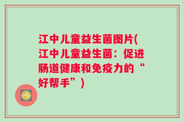 江中儿童益生菌图片(江中儿童益生菌：促进肠道健康和免疫力的“好帮手”)