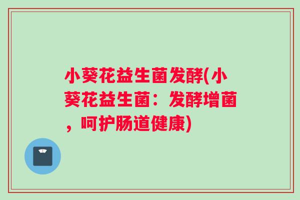 小葵花益生菌发酵(小葵花益生菌：发酵增菌，呵护肠道健康)