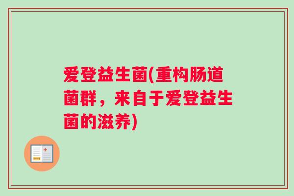 爱登益生菌(重构肠道菌群，来自于爱登益生菌的滋养)