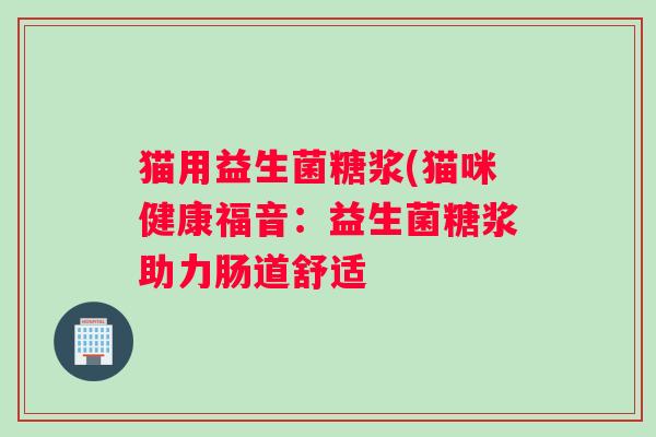 猫用益生菌糖浆(猫咪健康福音：益生菌糖浆助力肠道舒适