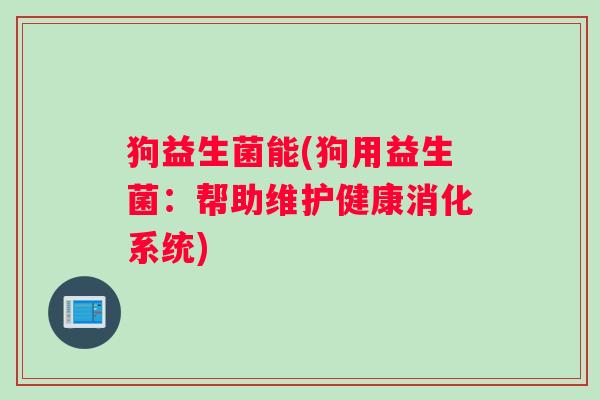 狗益生菌能(狗用益生菌：帮助维护健康消化系统)